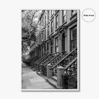 Brooklyn Black and White Fine Art Photo Print, Cobble Hill Brownstones NYC Poster