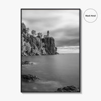 Lake Superior Black and White Fine Art Photo Print, Split Rock Lighthouse Minnesota, USA