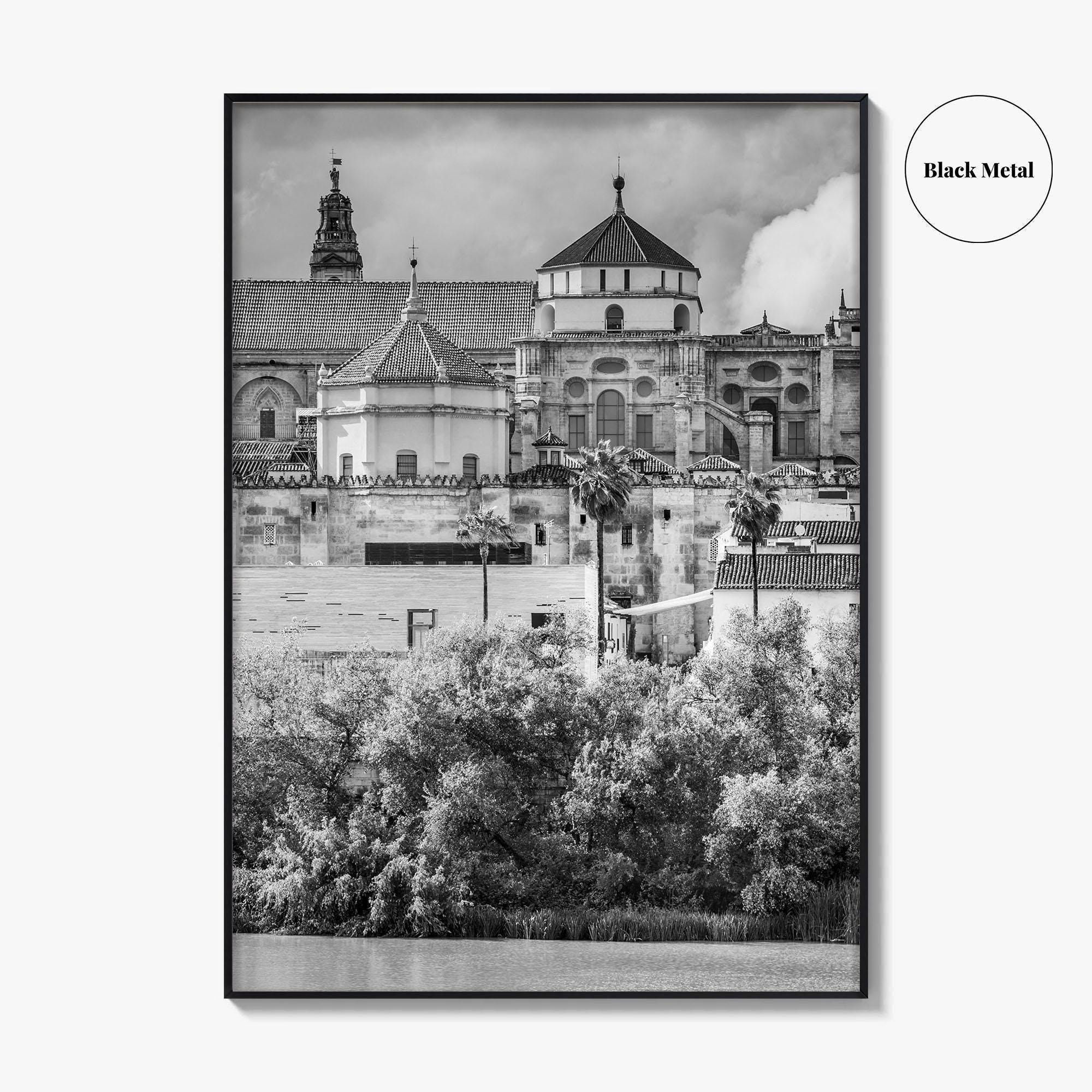 Cordoba Black and White Fine Art Photo Print, Mezquita Roman Bridge Andalusia Poster