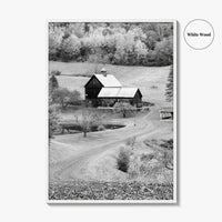 New England Black and White Fine Art Photo Print, Vermont Autumn Landscape Poster