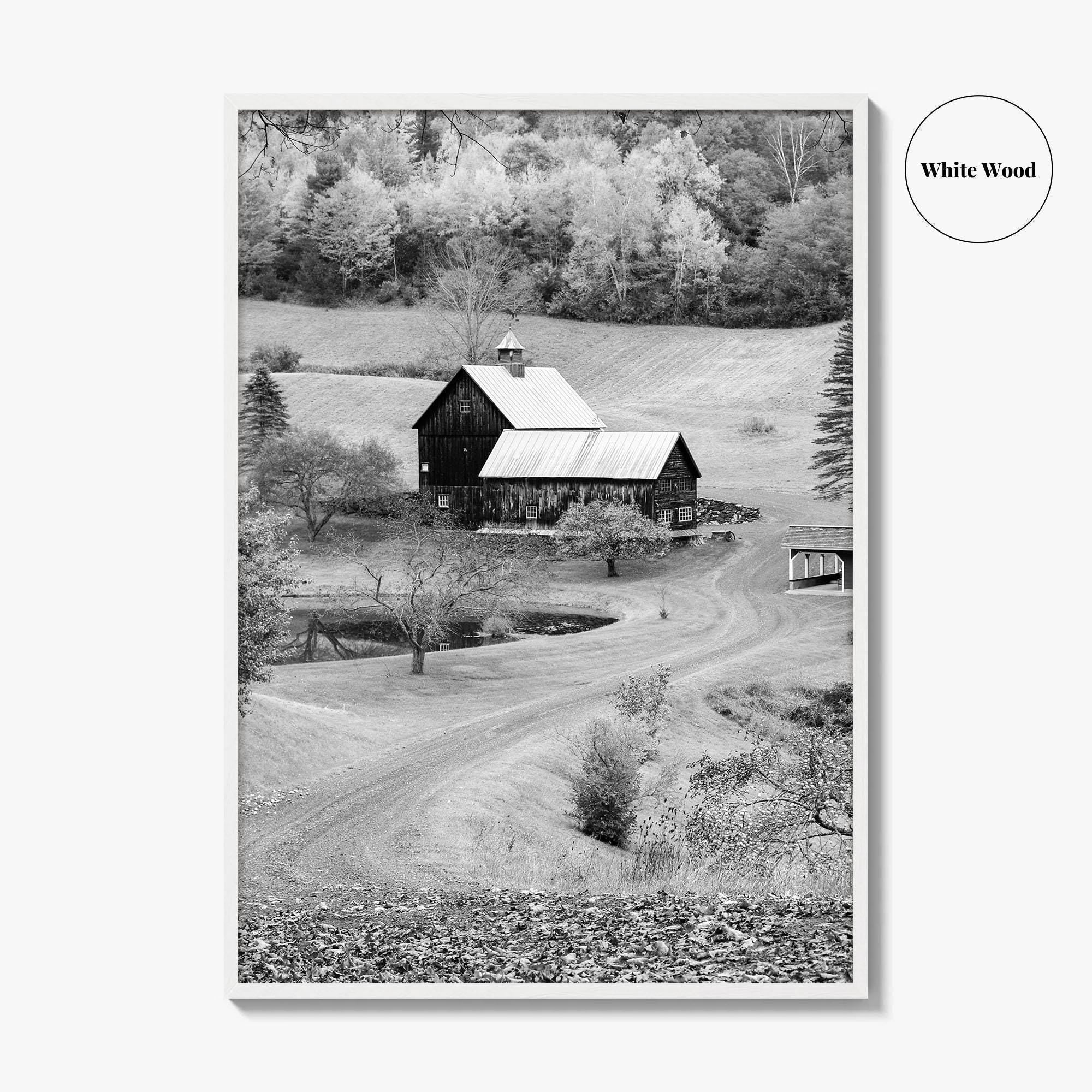 New England Black and White Fine Art Photo Print, Vermont Autumn Landscape Poster