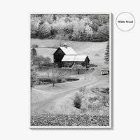 New England Black and White Fine Art Photo Print, Vermont Autumn Landscape Poster