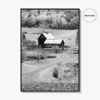 New England Black and White Fine Art Photo Print, Vermont Autumn Landscape Poster