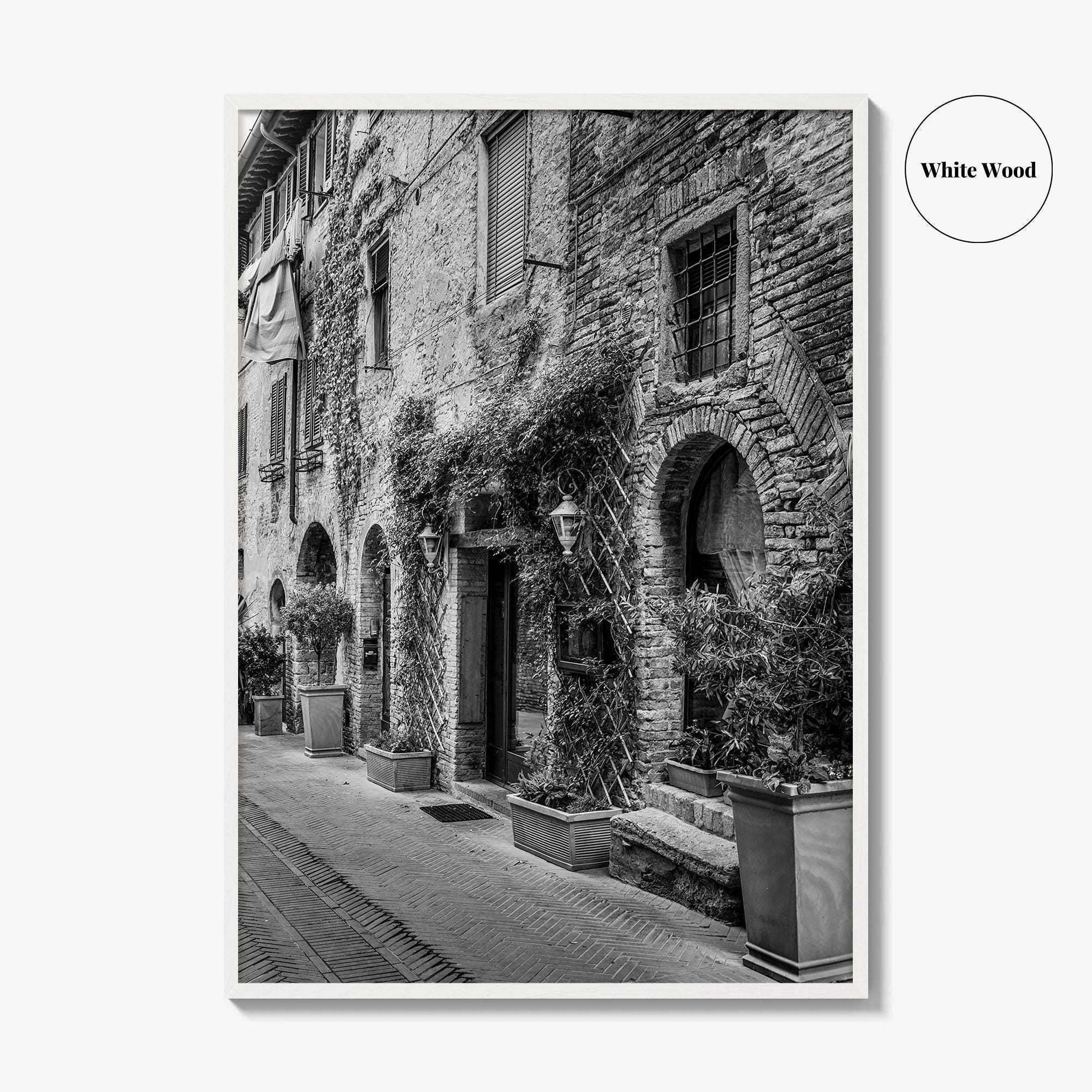 San Gimignano Black and White Fine Art Photo Print, Tuscany Italy Wall Poster