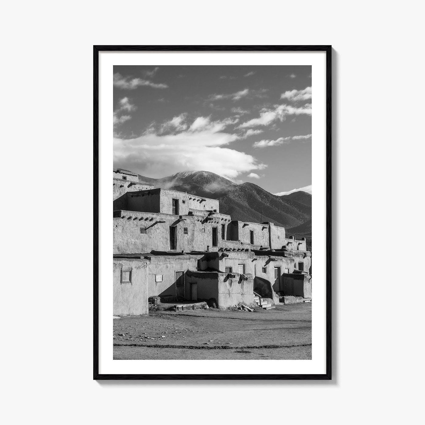 Taos Pueblo Black and White Fine Art Photo Print, New Mexico, Wall Decor Poster