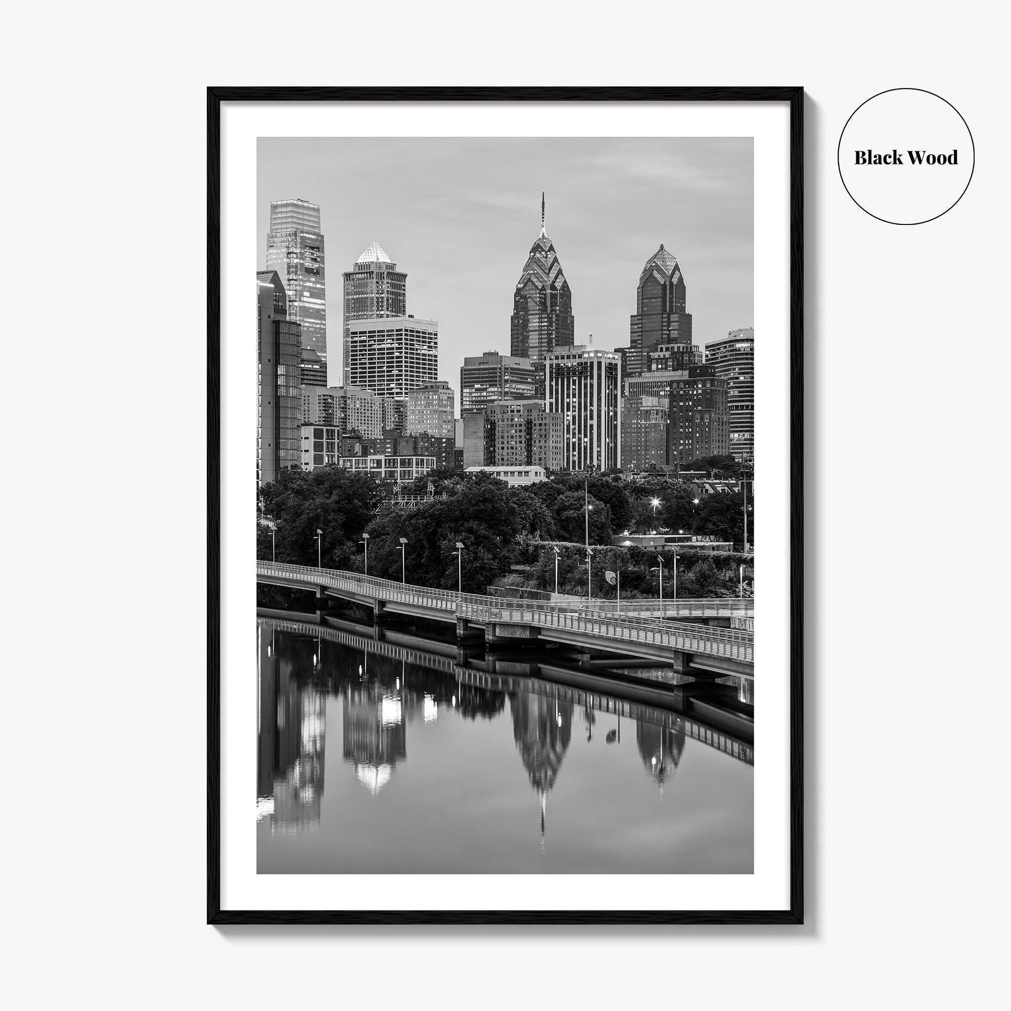 Philadelphia Skyline Black and White Fine Art Photo Print, Schuylkill River, Pennsylvania, Philly, Poster