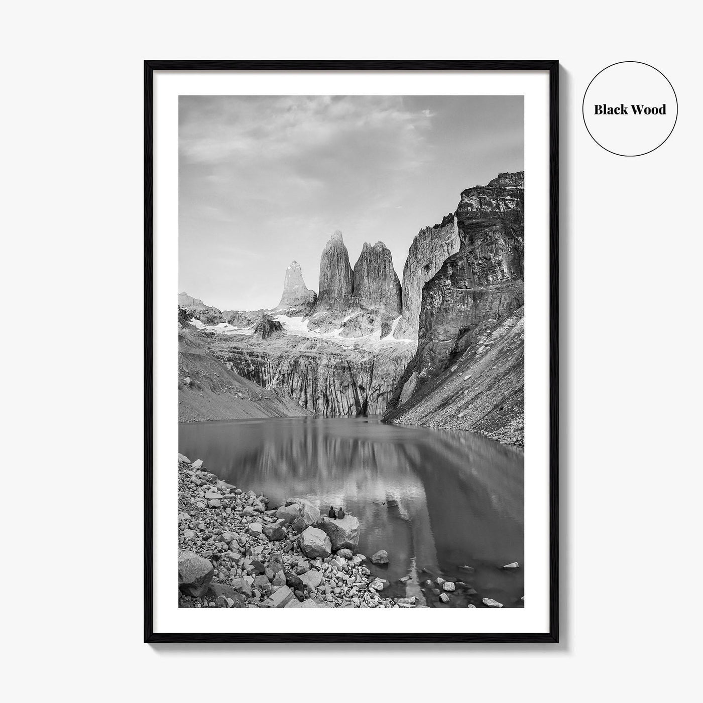 Torres Del Paine Black and White Fine Art Photo Print, Patagonia Poster