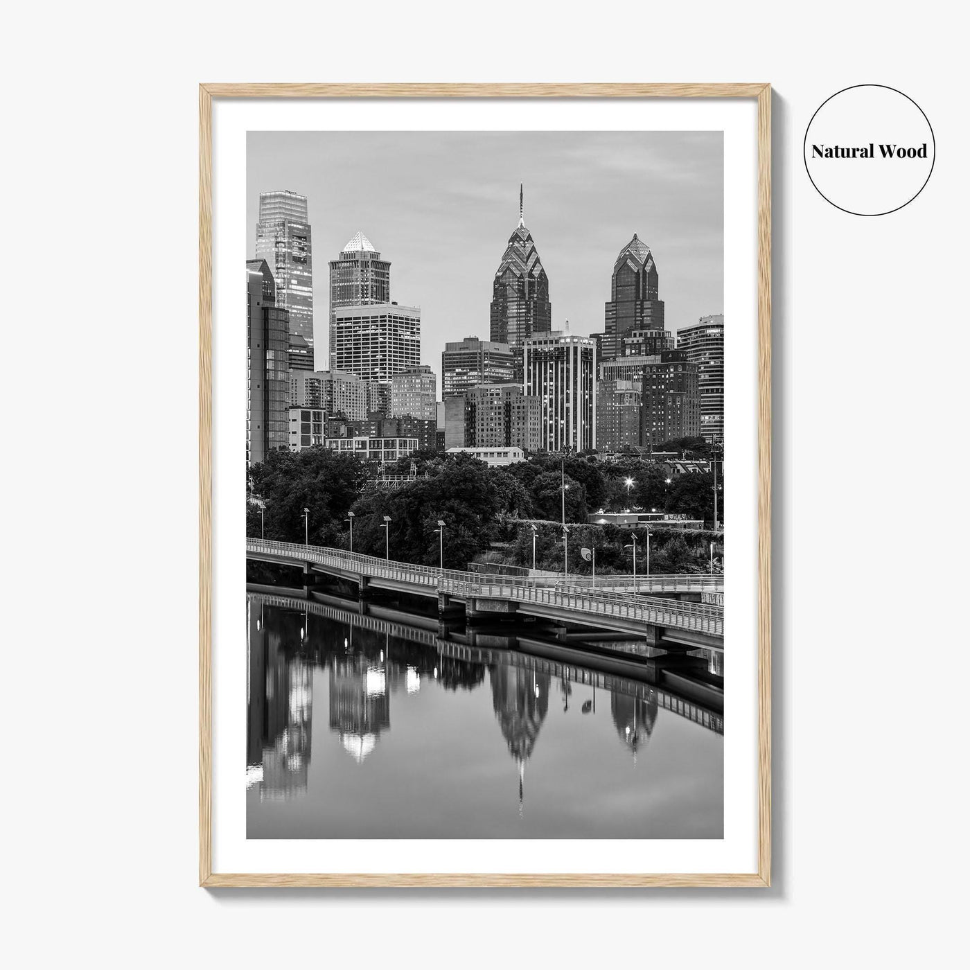 Philadelphia Skyline Black and White Fine Art Photo Print, Schuylkill River, Pennsylvania, Philly, Poster
