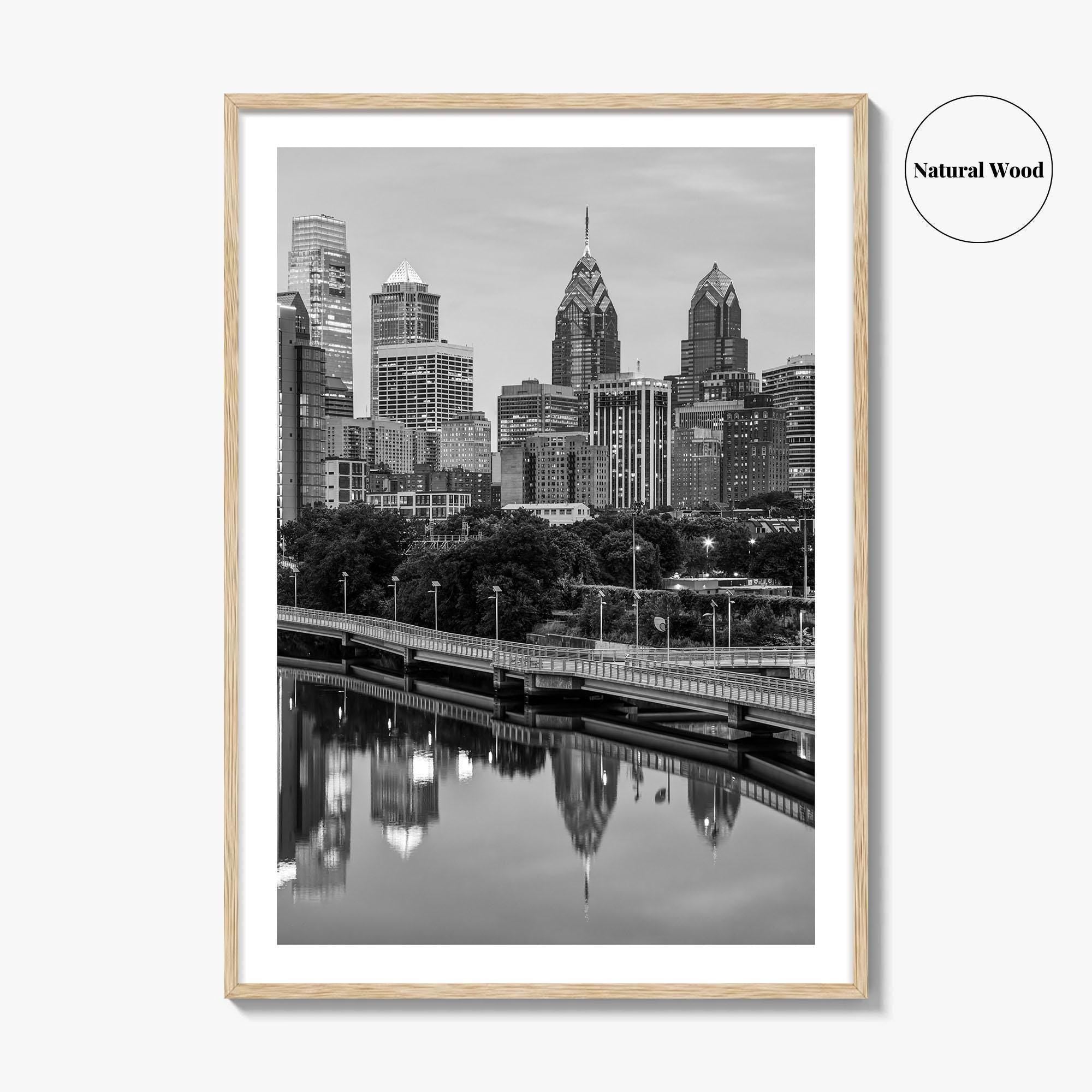 Philadelphia Skyline Black and White Fine Art Photo Print, Schuylkill River, Pennsylvania, Philly, Poster
