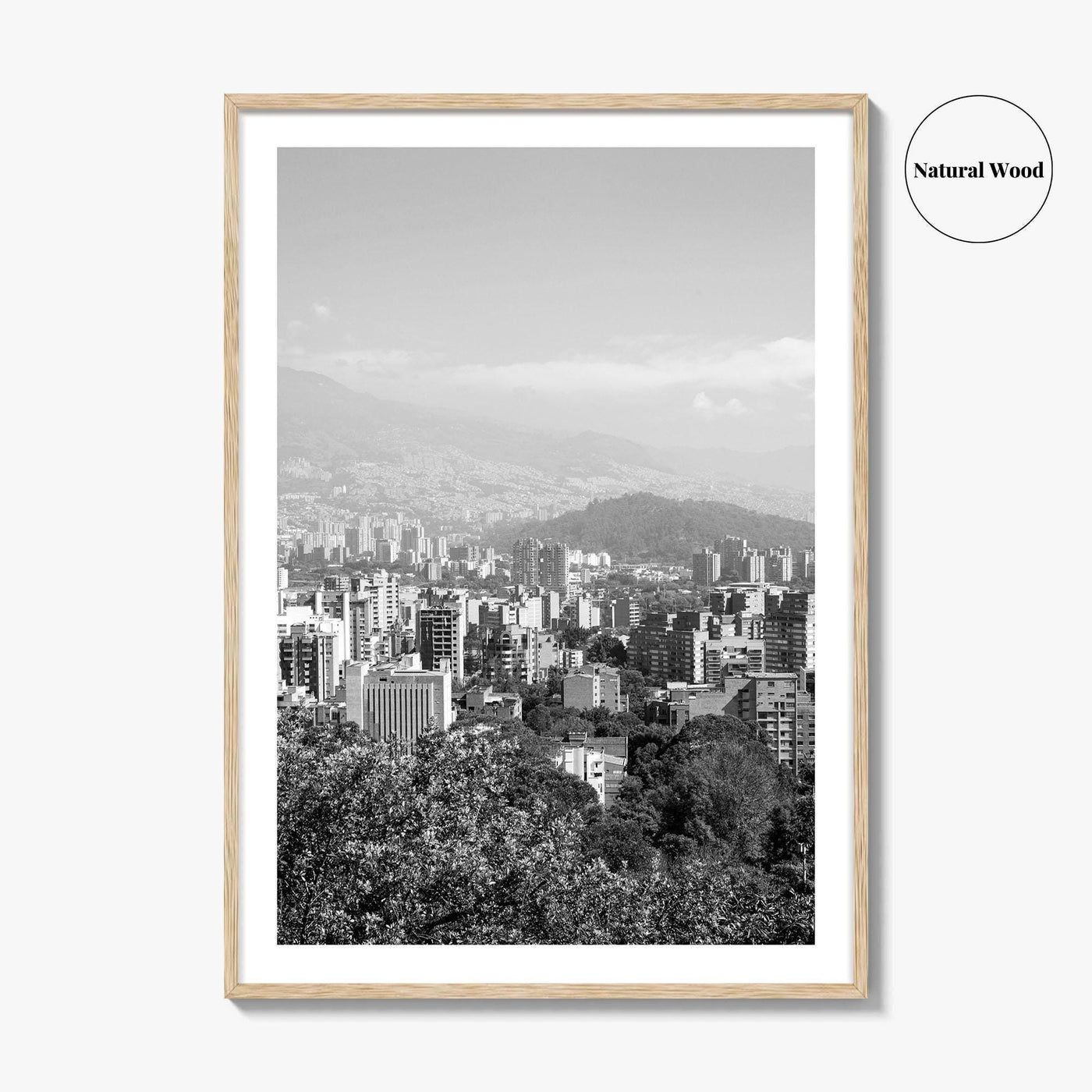 Medellin Skyline Black and White Fine Art Photo Print, Antioquia, Colombia Wall Poster