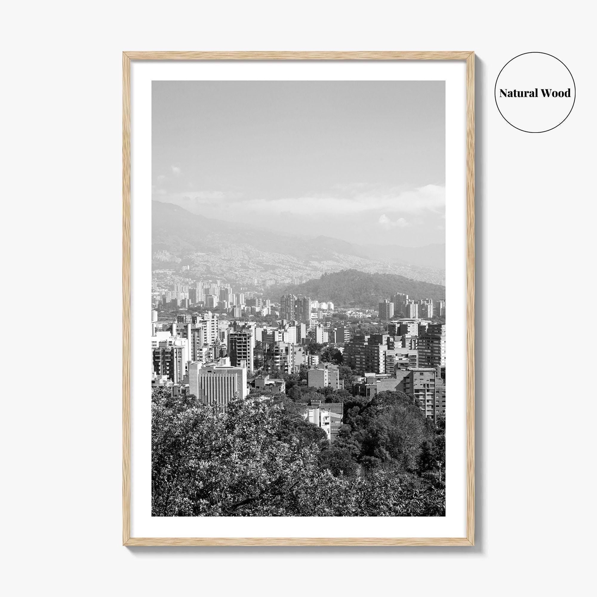 Medellin Skyline Black and White Fine Art Photo Print, Antioquia, Colombia Wall Poster