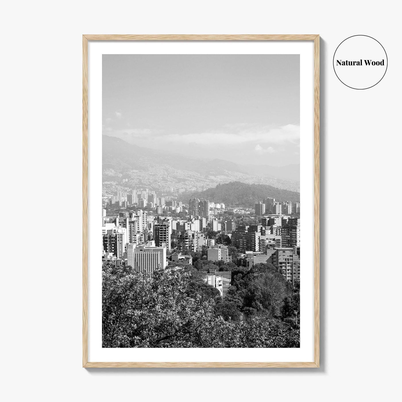 Medellin Skyline Black and White Fine Art Photo Print, Antioquia, Colombia Wall Poster