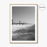 Hermosa Beach Black and White Fine Art Photo Print, Pier View, Los Angeles Poster