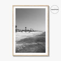 Hermosa Beach Black and White Fine Art Photo Print, Pier View, Los Angeles Poster