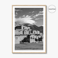 Taos Pueblo Black and White Fine Art Photo Print, New Mexico, Wall Decor Poster