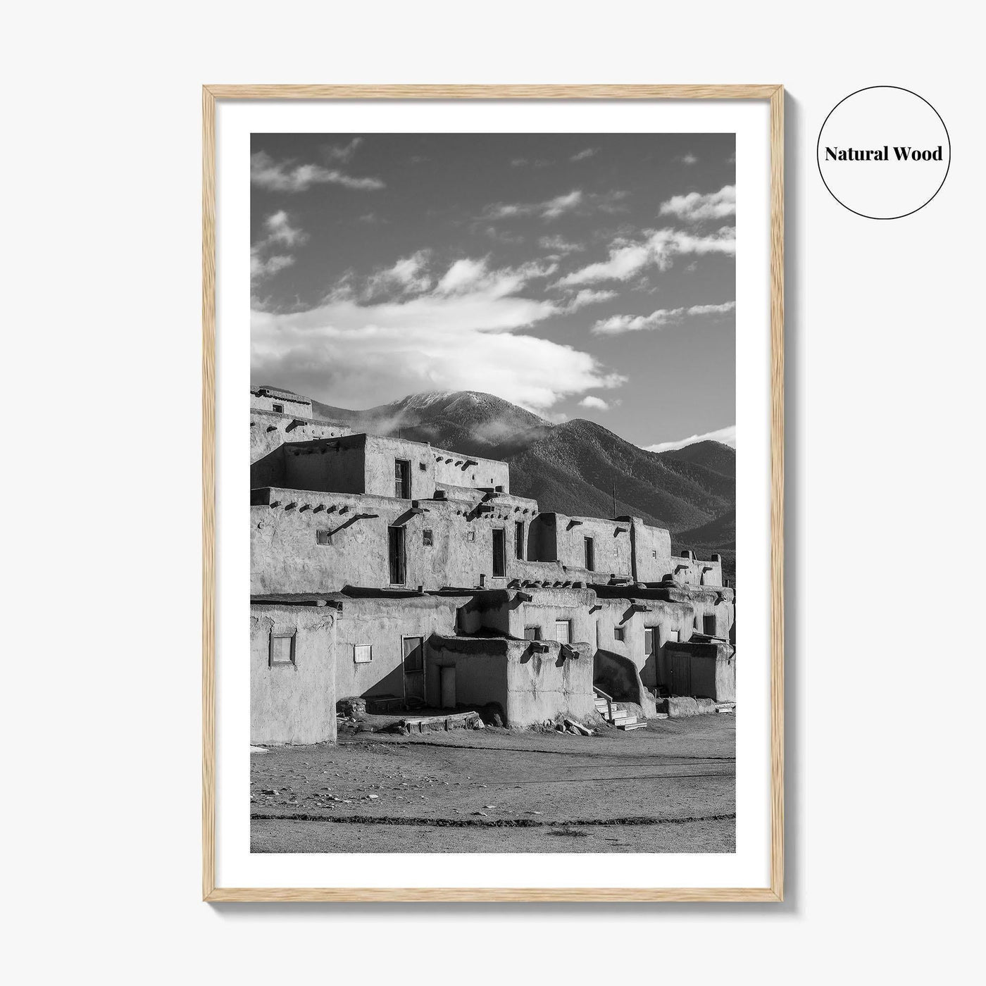 Taos Pueblo Black and White Fine Art Photo Print, New Mexico, Wall Decor Poster