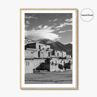 Taos Pueblo Black and White Fine Art Photo Print, New Mexico, Wall Decor Poster