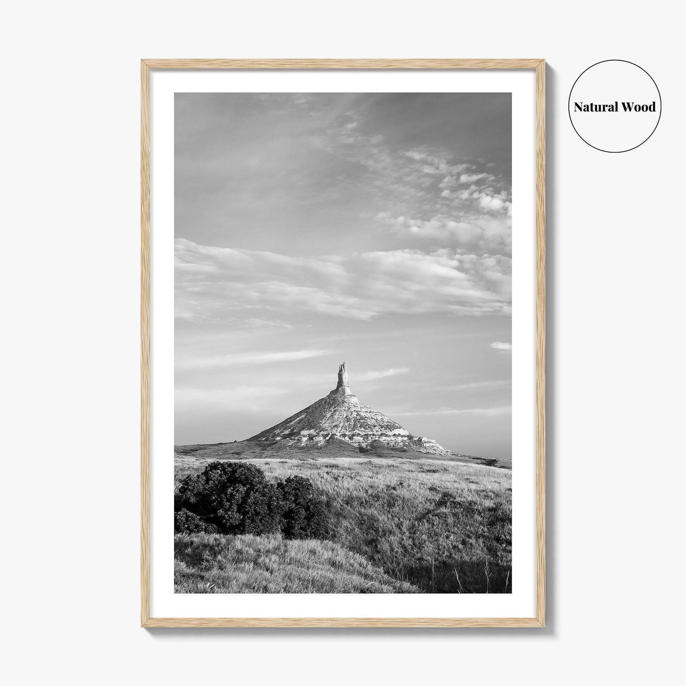 Chimney Rock Black and White Fine Art Photo Print, Nebraska Historic Site USA Poster