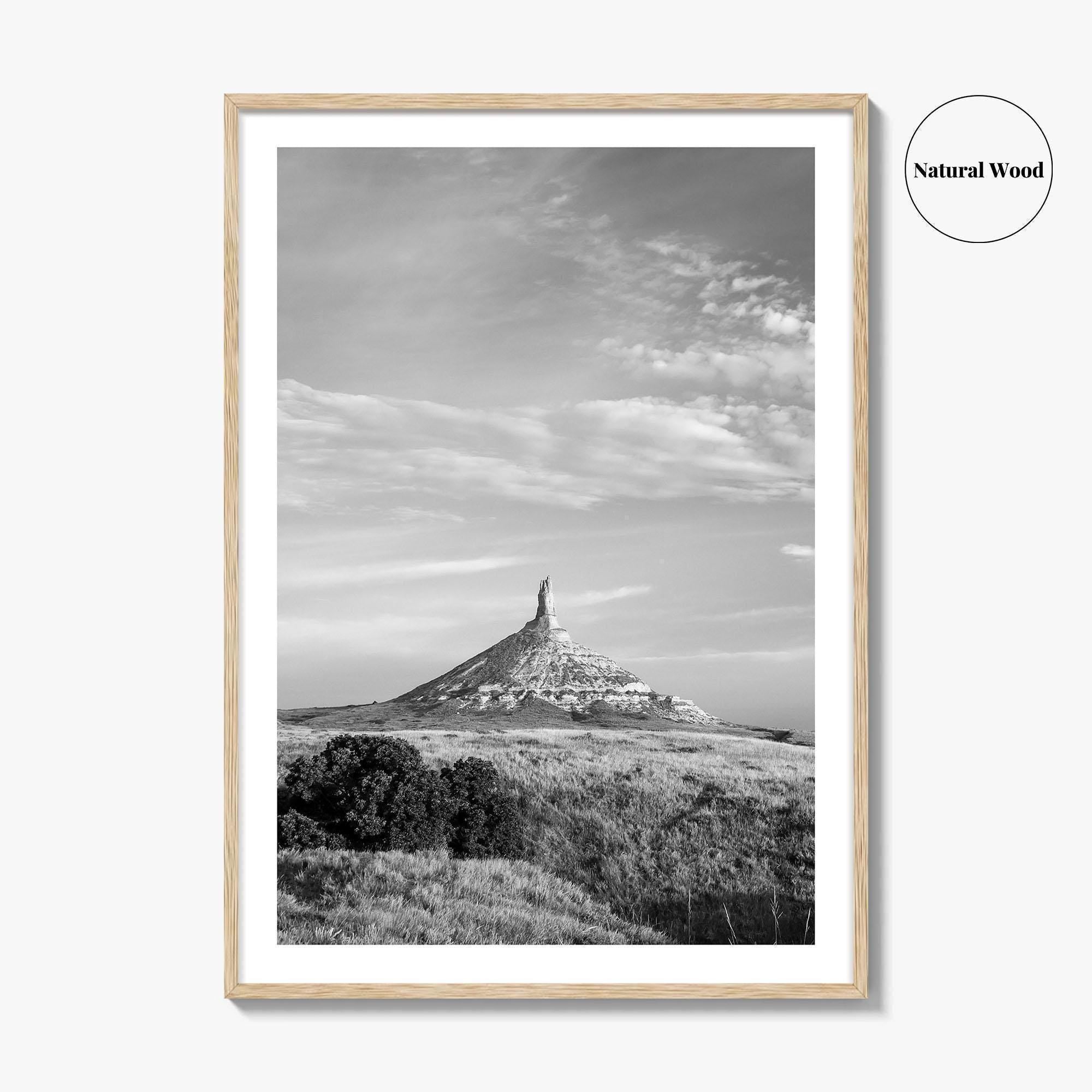 Chimney Rock Black and White Fine Art Photo Print, Nebraska Historic Site USA Poster
