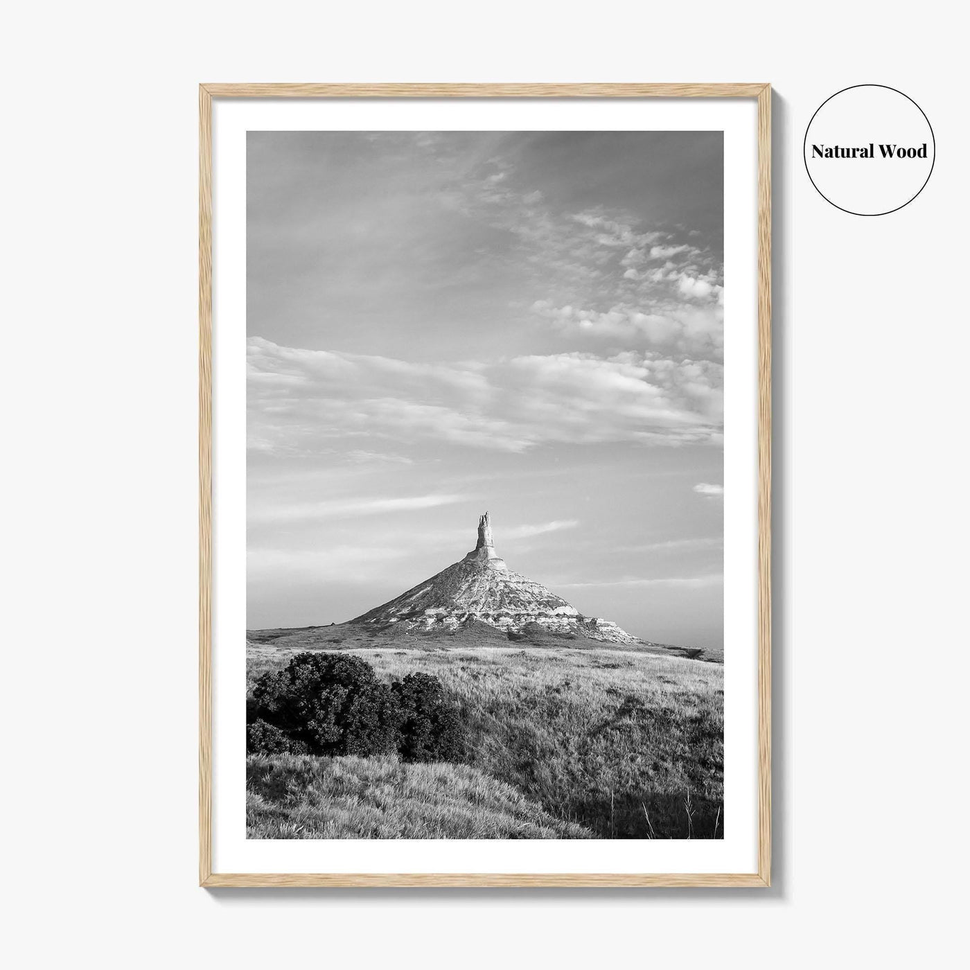 Chimney Rock Black and White Fine Art Photo Print, Nebraska Historic Site USA Poster