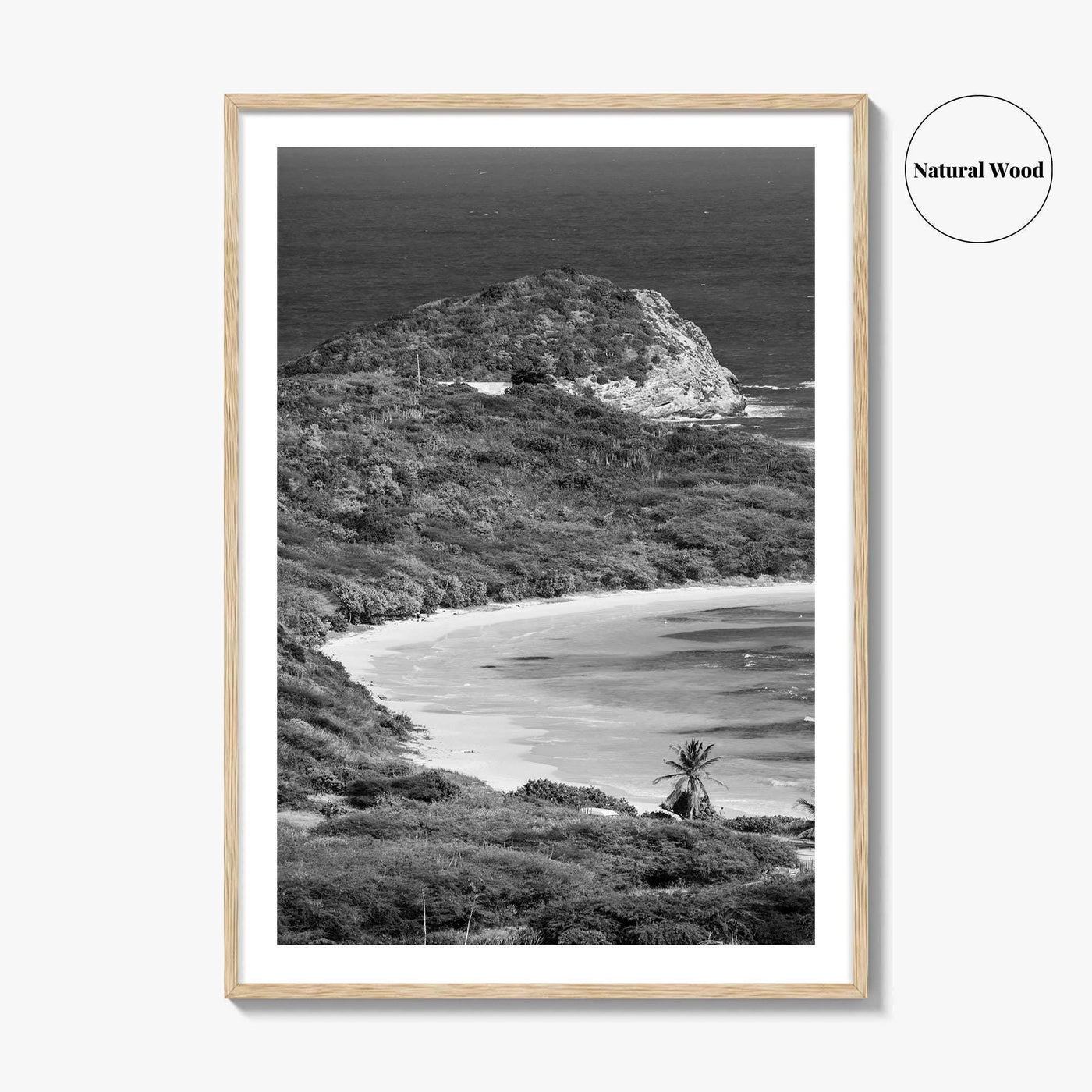 Half Moon Bay Black and White Fine Art Photo Print, Antigua Poster, Freetown Poster