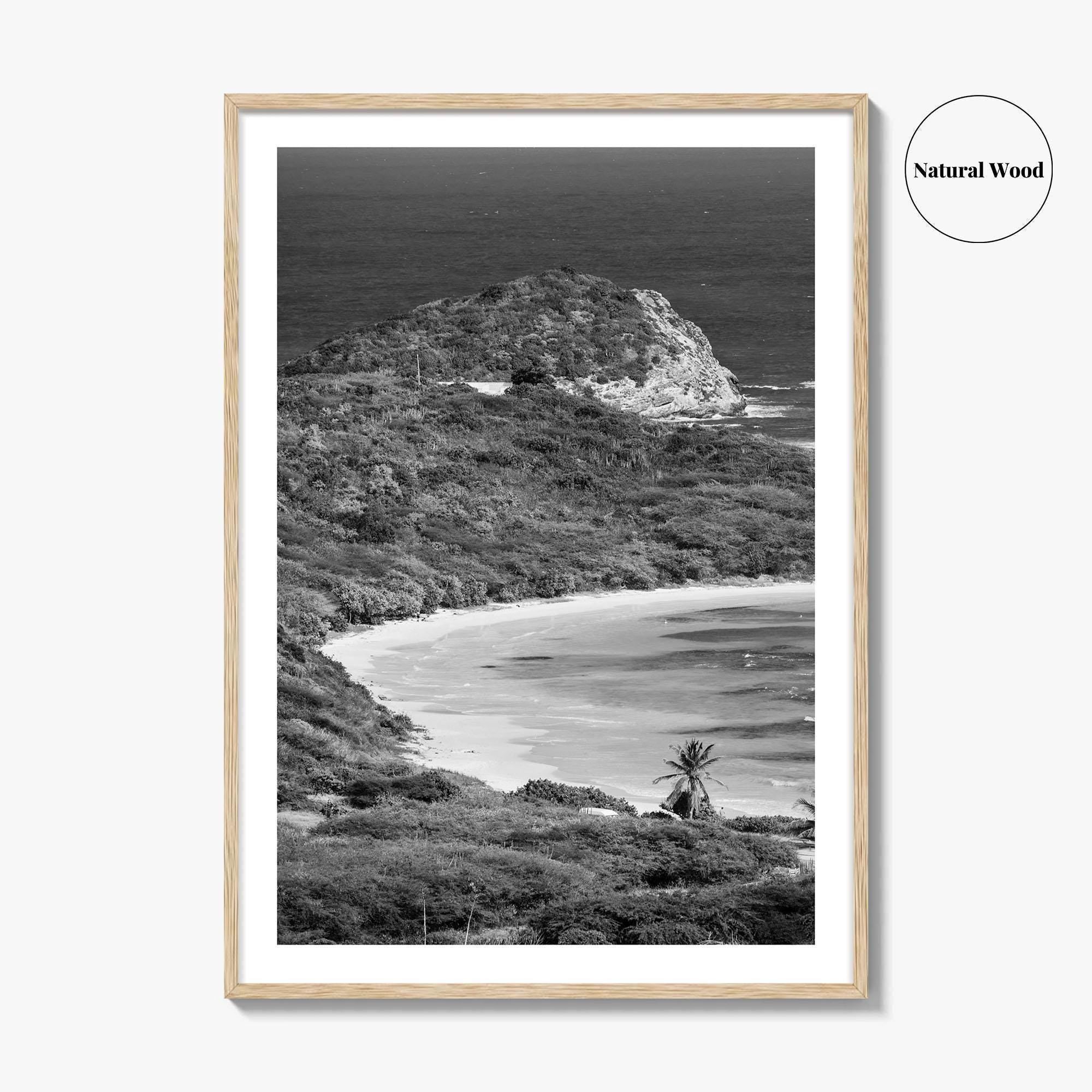 Half Moon Bay Black and White Fine Art Photo Print, Antigua Poster, Freetown Poster