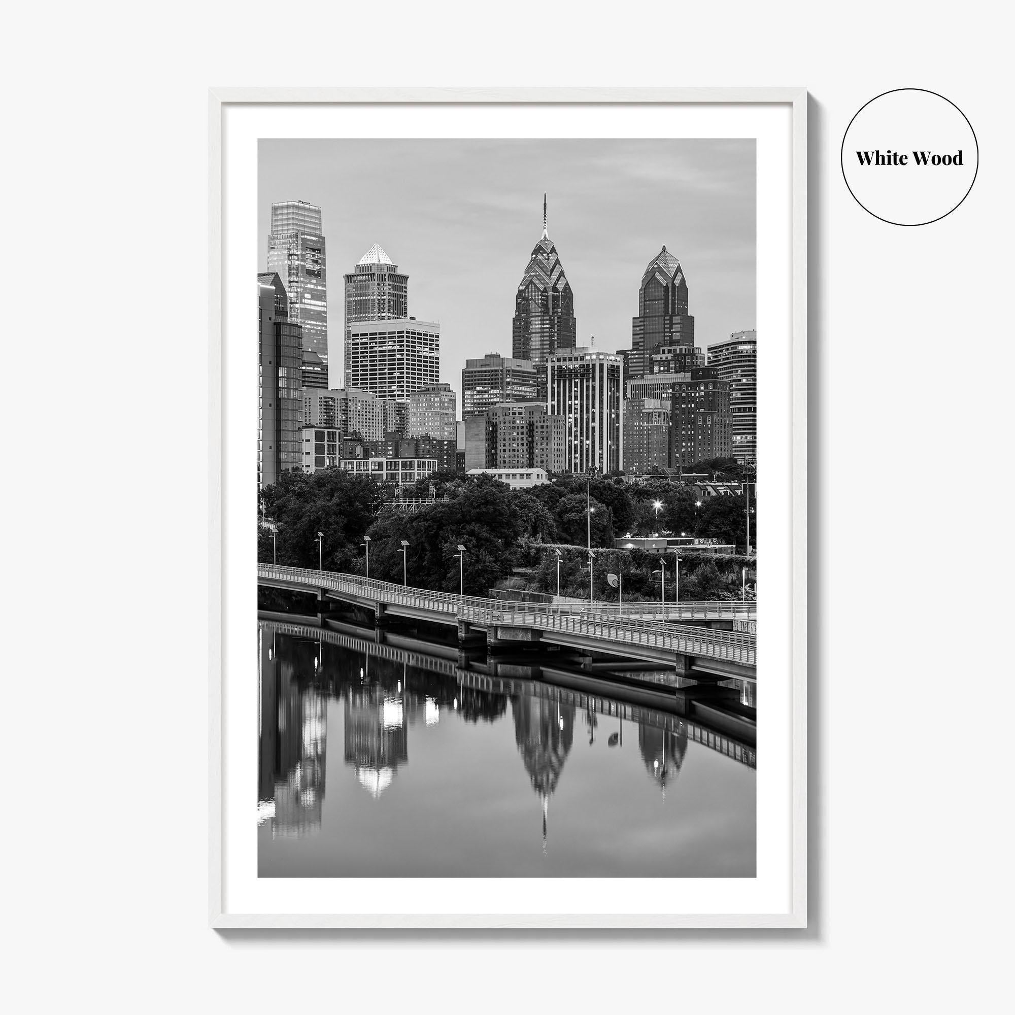 Philadelphia Skyline Black and White Fine Art Photo Print, Schuylkill River, Pennsylvania, Philly, Poster