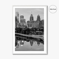 Philadelphia Skyline Black and White Fine Art Photo Print, Schuylkill River, Pennsylvania, Philly, Poster