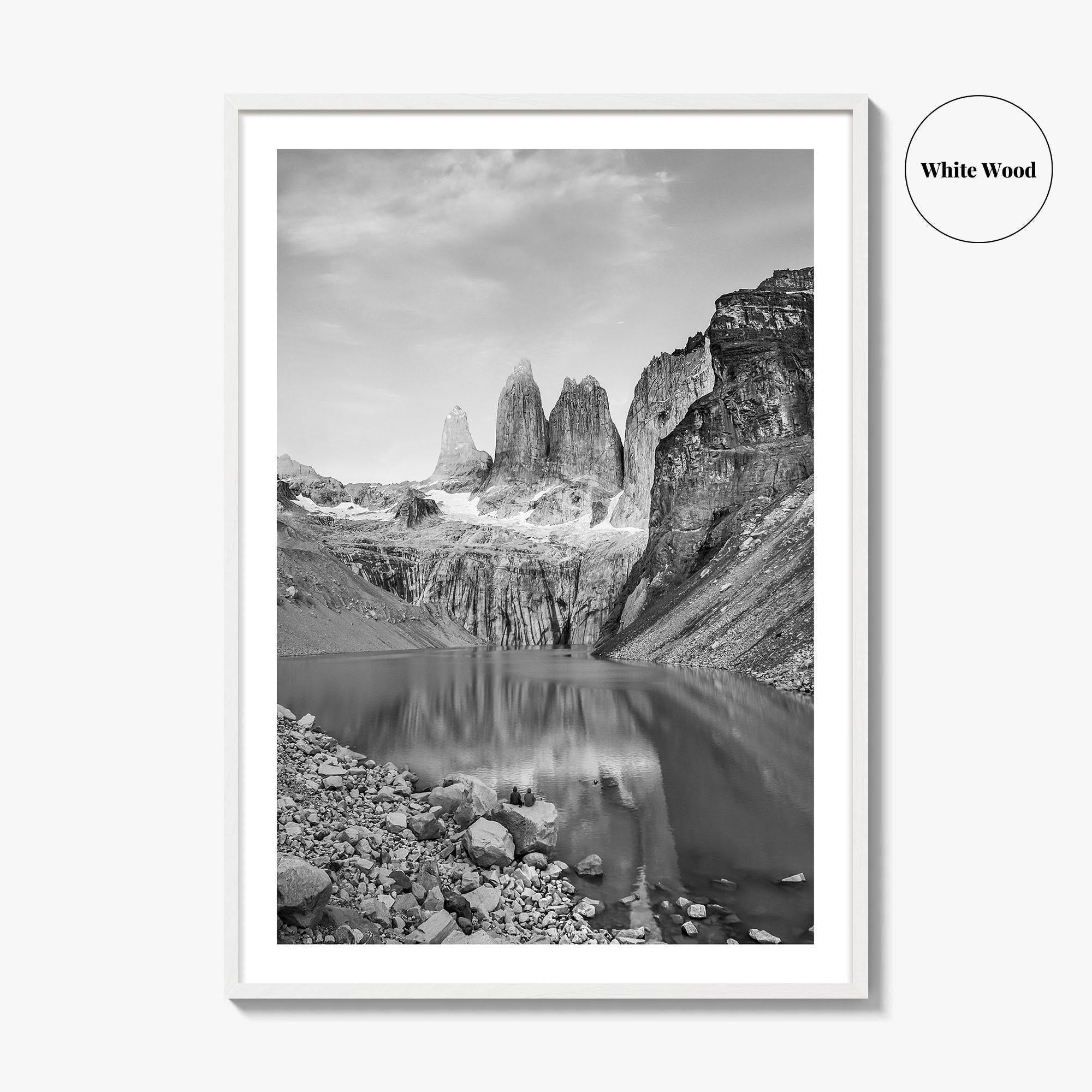 Torres Del Paine Black and White Fine Art Photo Print, Patagonia Poster