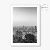 Taipei City Skyline Black and White Fine Art Photo Print, 101, Taiwan Wall Poster