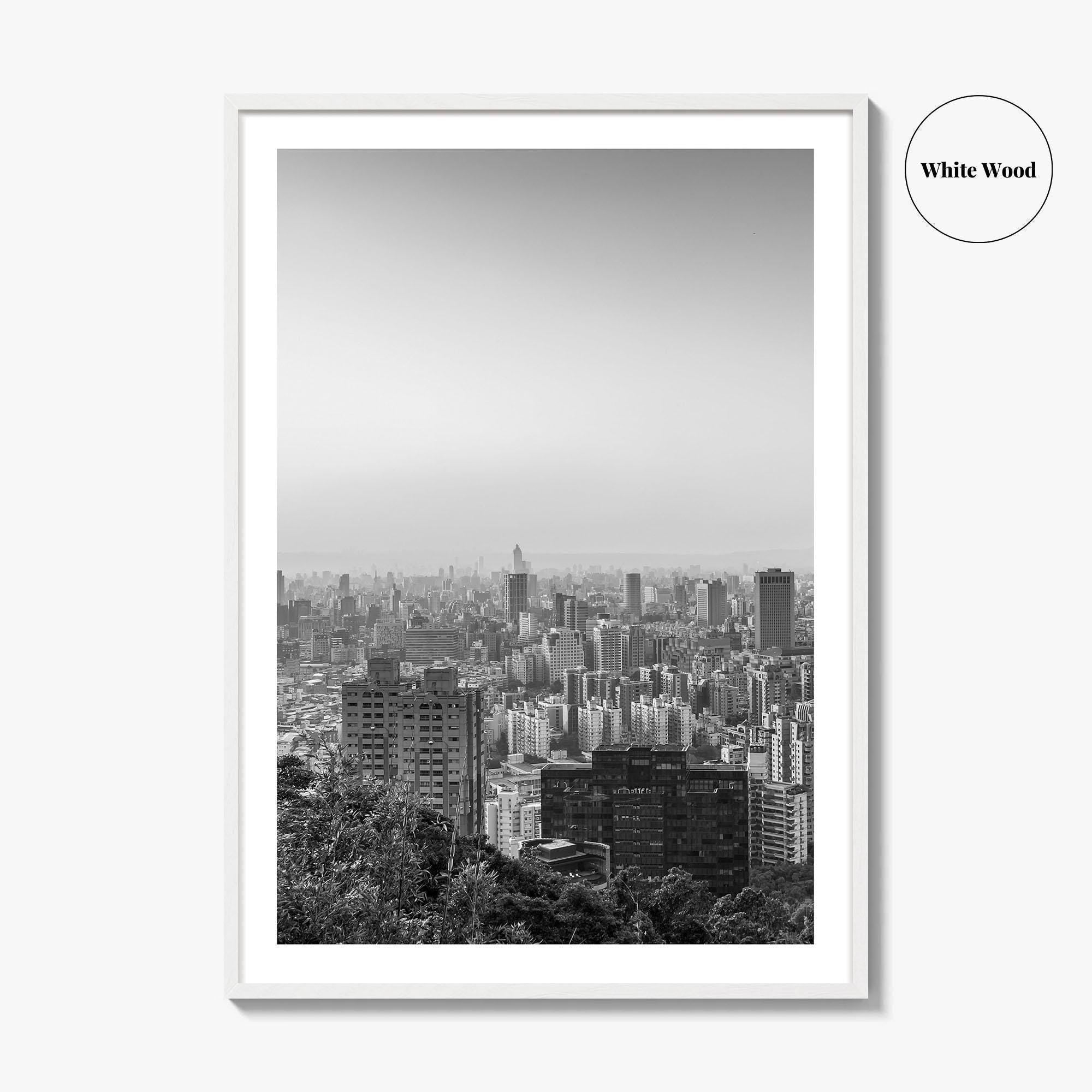 Taipei City Skyline Black and White Fine Art Photo Print, 101, Taiwan Wall Poster