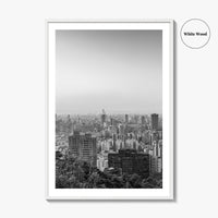Taipei City Skyline Black and White Fine Art Photo Print, 101, Taiwan Wall Poster