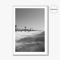 Hermosa Beach Black and White Fine Art Photo Print, Pier View, Los Angeles Poster