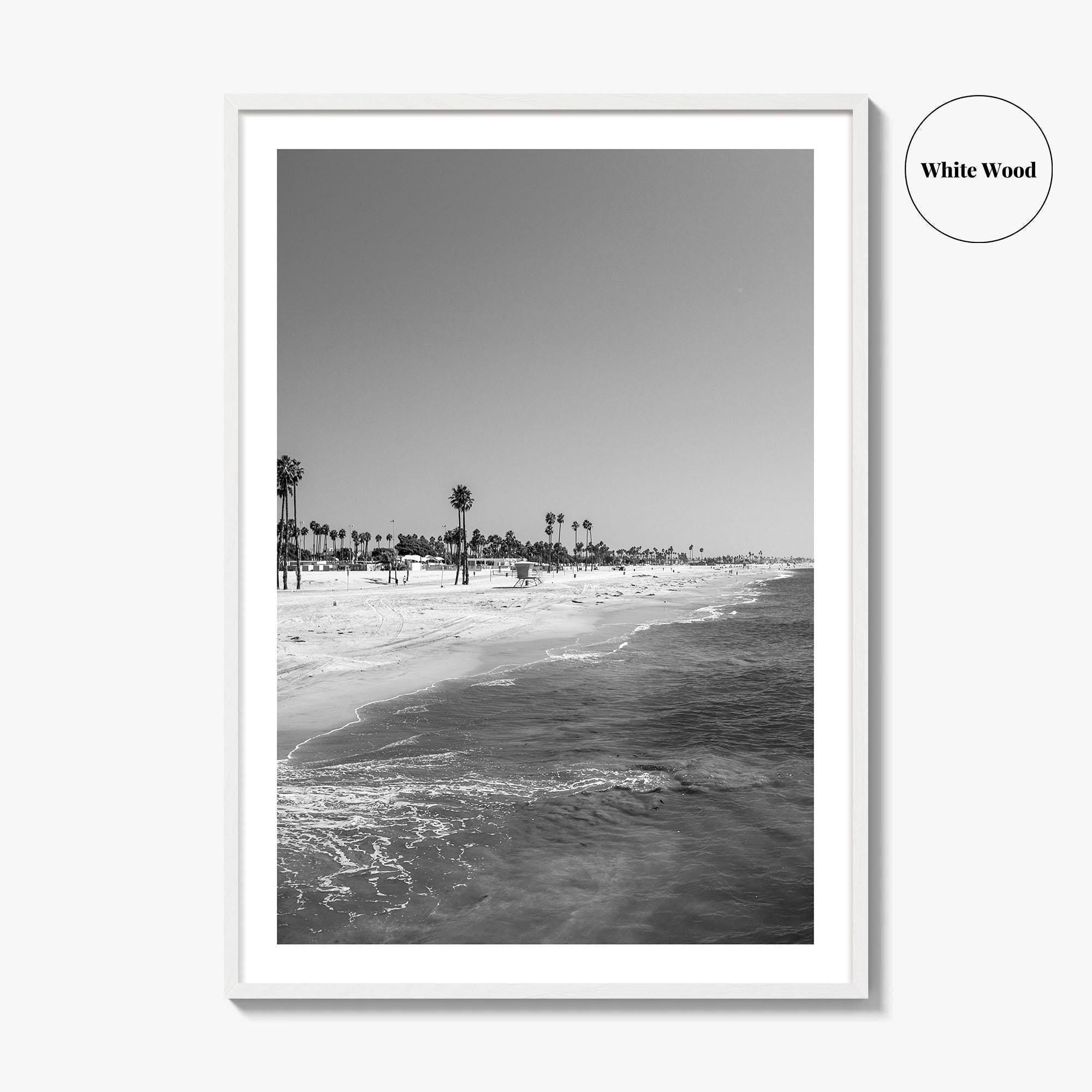Hermosa Beach Black and White Fine Art Photo Print, Pier View, Los Angeles Poster
