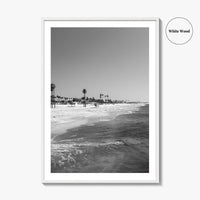 Hermosa Beach Black and White Fine Art Photo Print, Pier View, Los Angeles Poster