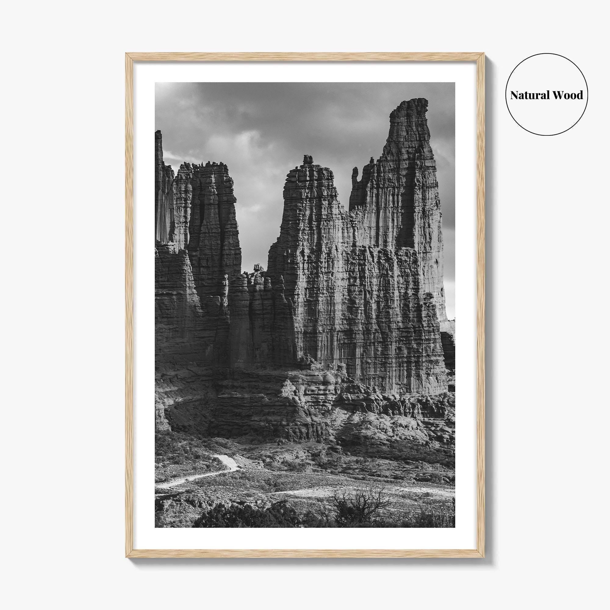 Moab Black and White Fine Art Photo Print, Fisher Towers Utah Colorado River Poster
