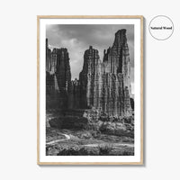 Moab Black and White Fine Art Photo Print, Fisher Towers Utah Colorado River Poster