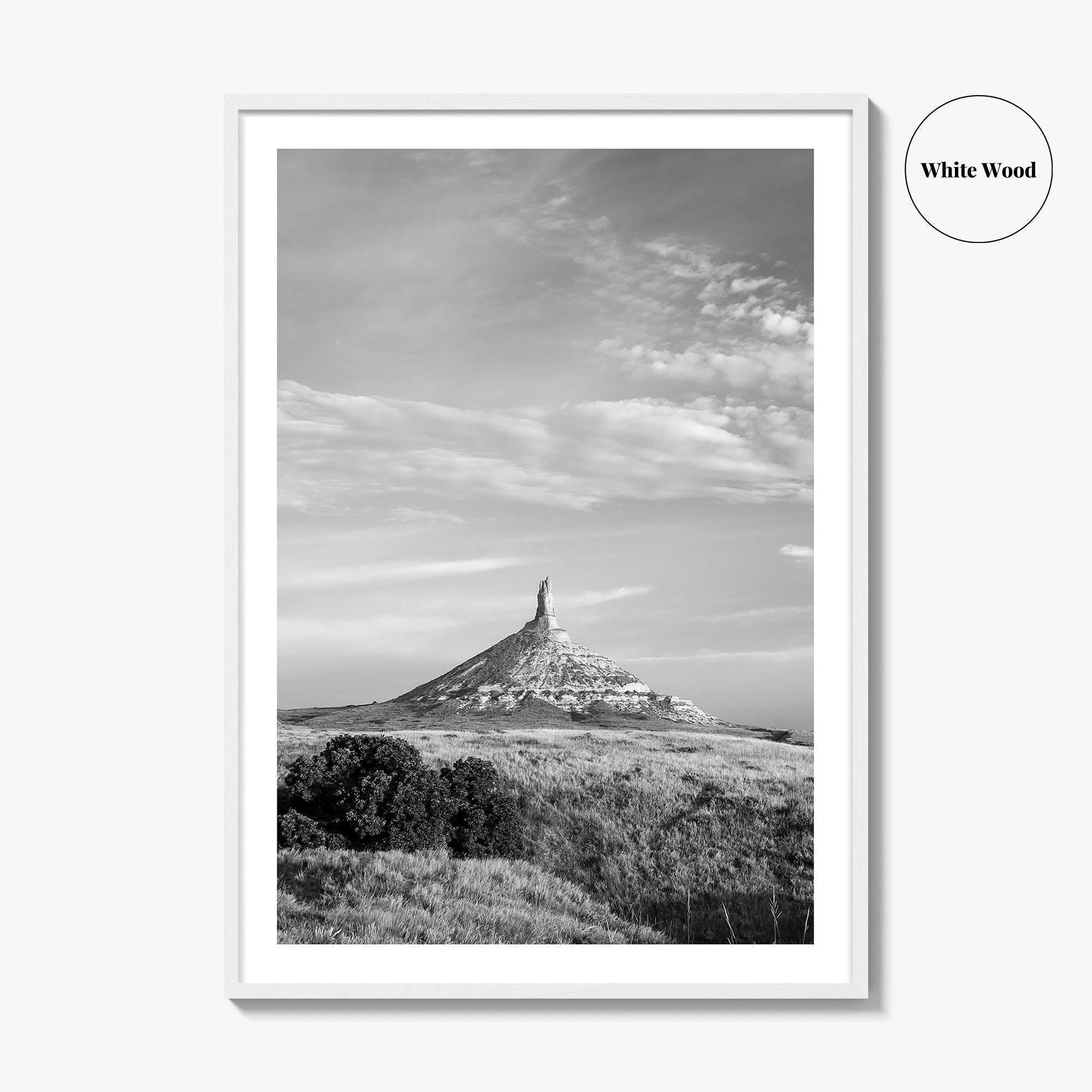 Chimney Rock Black and White Fine Art Photo Print, Nebraska Historic Site USA Poster