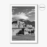 Taos Pueblo Black and White Fine Art Photo Print, New Mexico, Wall Decor Poster