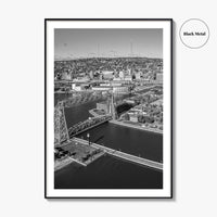 Duluth Black and White Fine Art Photo Print, Canal Park Aerial View, Minnesota USA