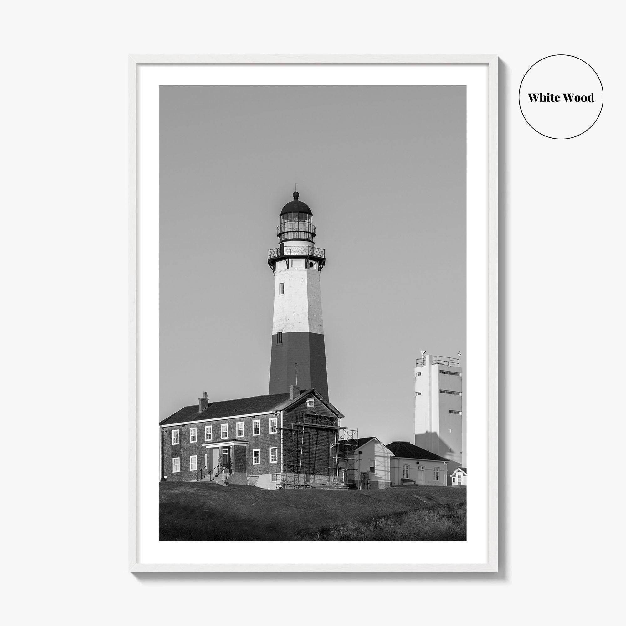 Montauk Point Lighthouse Black and White Fine Art Photo Print, Long Island NY Poster