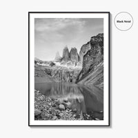 Torres Del Paine Black and White Fine Art Photo Print, Patagonia Poster