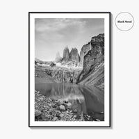 Torres Del Paine Black and White Fine Art Photo Print, Patagonia Poster