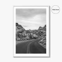 Valley of Fire Black and White Fine Art Photo Print, Nevada Las Vegas Poster