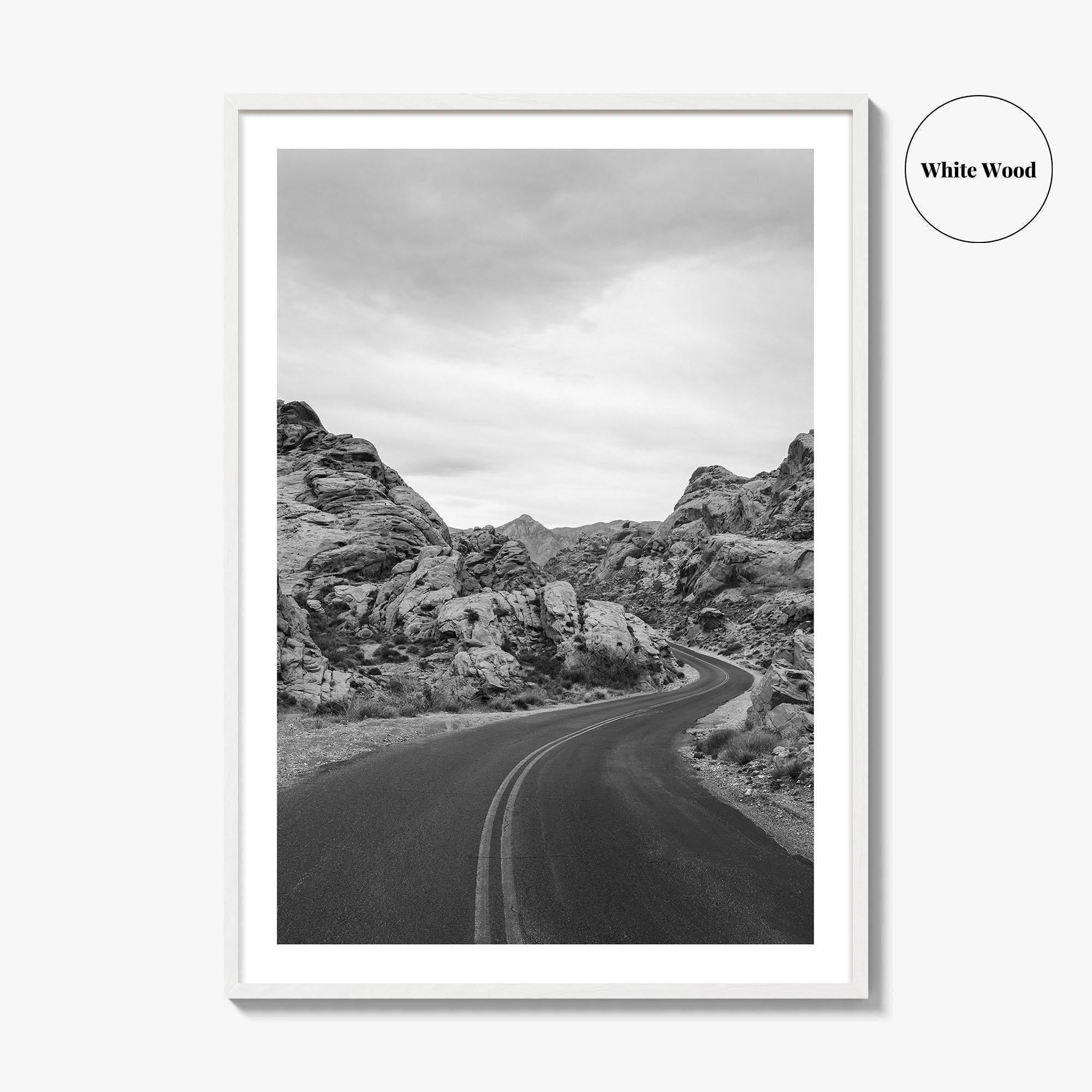 Valley of Fire Black and White Fine Art Photo Print, Nevada Las Vegas Poster