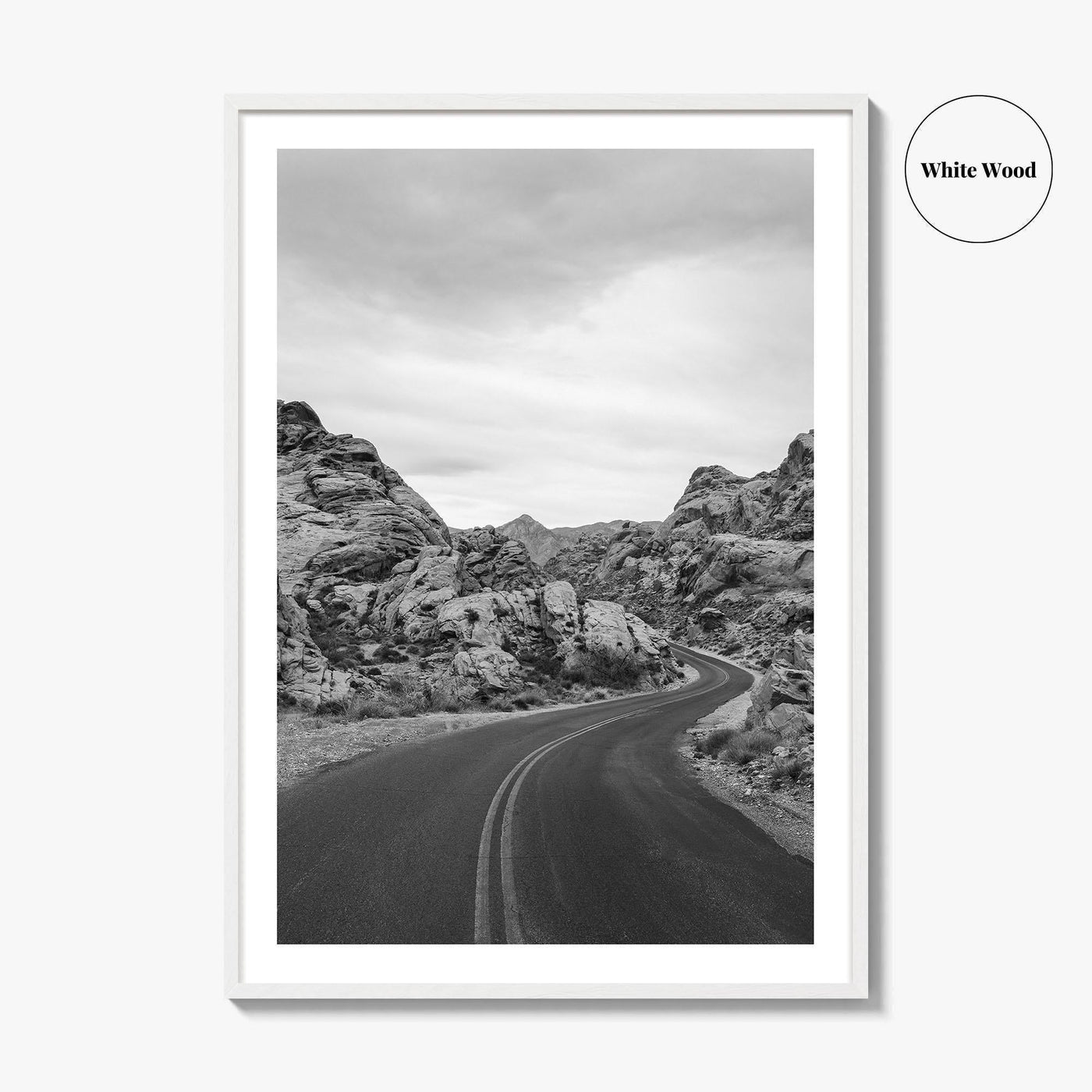 Valley of Fire Black and White Fine Art Photo Print, Nevada Las Vegas Poster