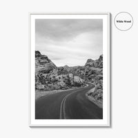 Valley of Fire Black and White Fine Art Photo Print, Nevada Las Vegas Poster