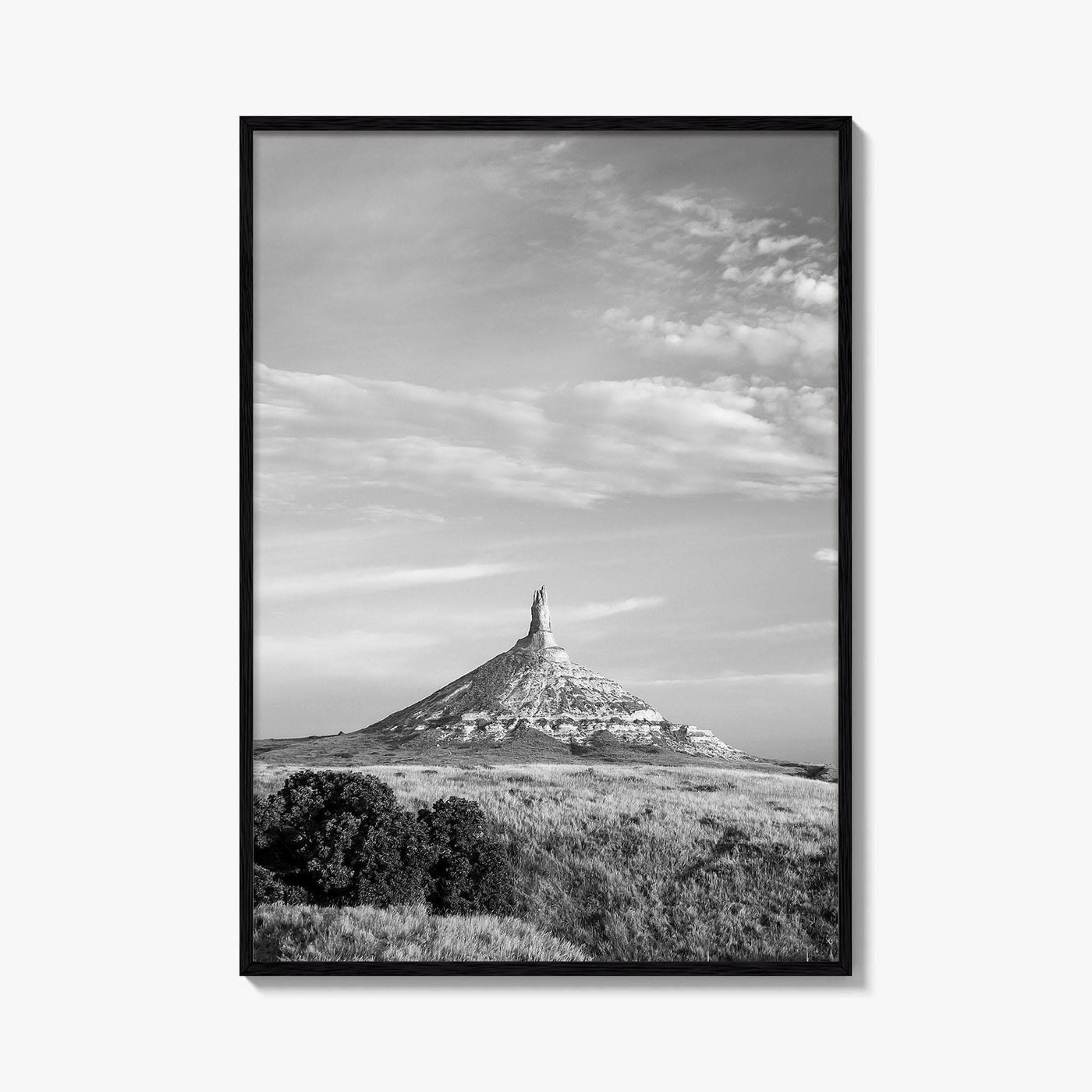 Chimney Rock Black and White Fine Art Photo Print, Nebraska Historic Site USA Poster
