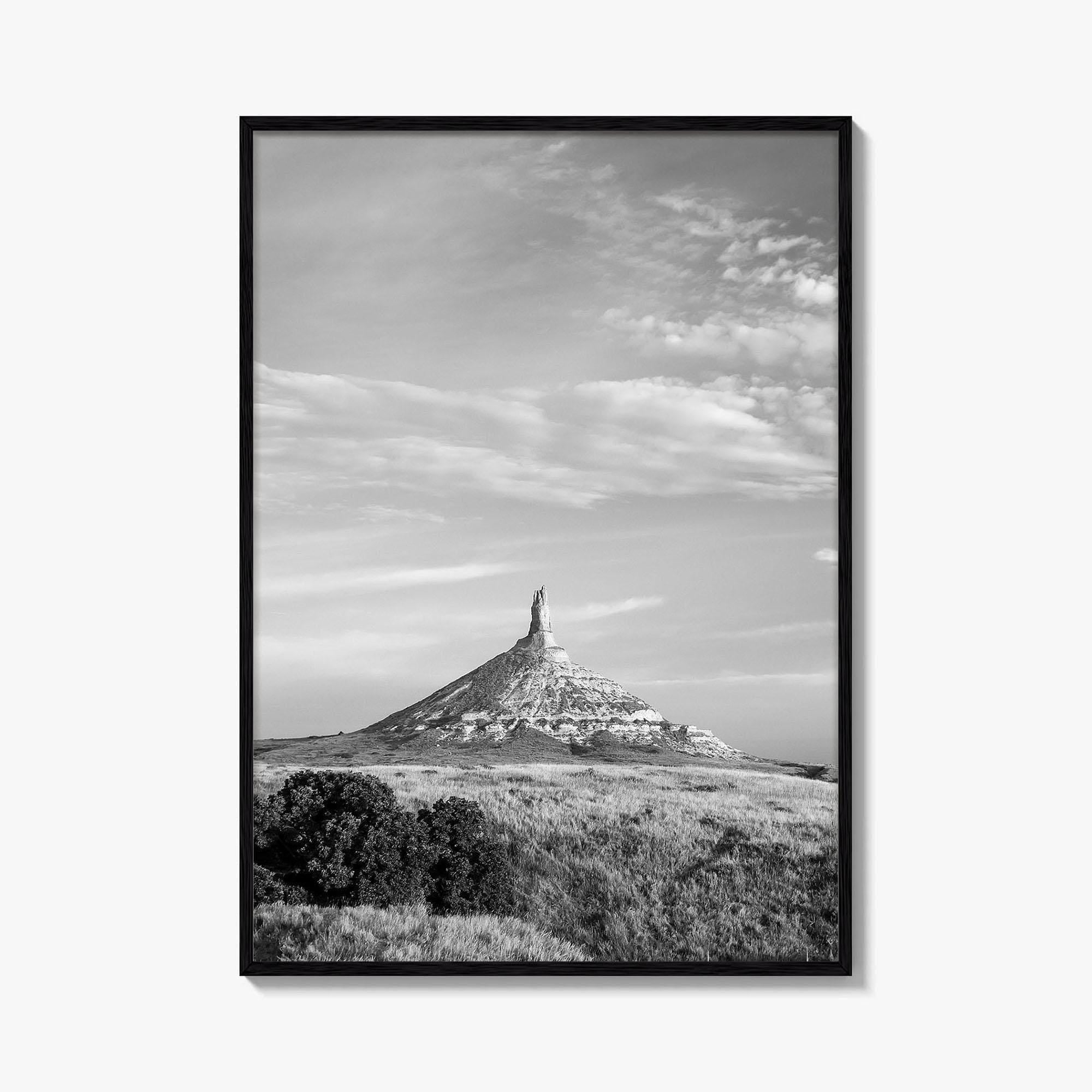Chimney Rock Black and White Fine Art Photo Print, Nebraska Historic Site USA Poster
