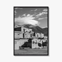 Taos Pueblo Black and White Fine Art Photo Print, New Mexico, Wall Decor Poster